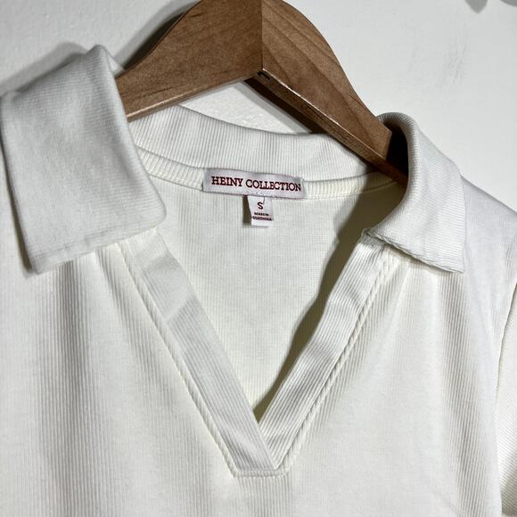 Heiny Collection Cream Collared Tee LAST CALL - Picture 2 of 4